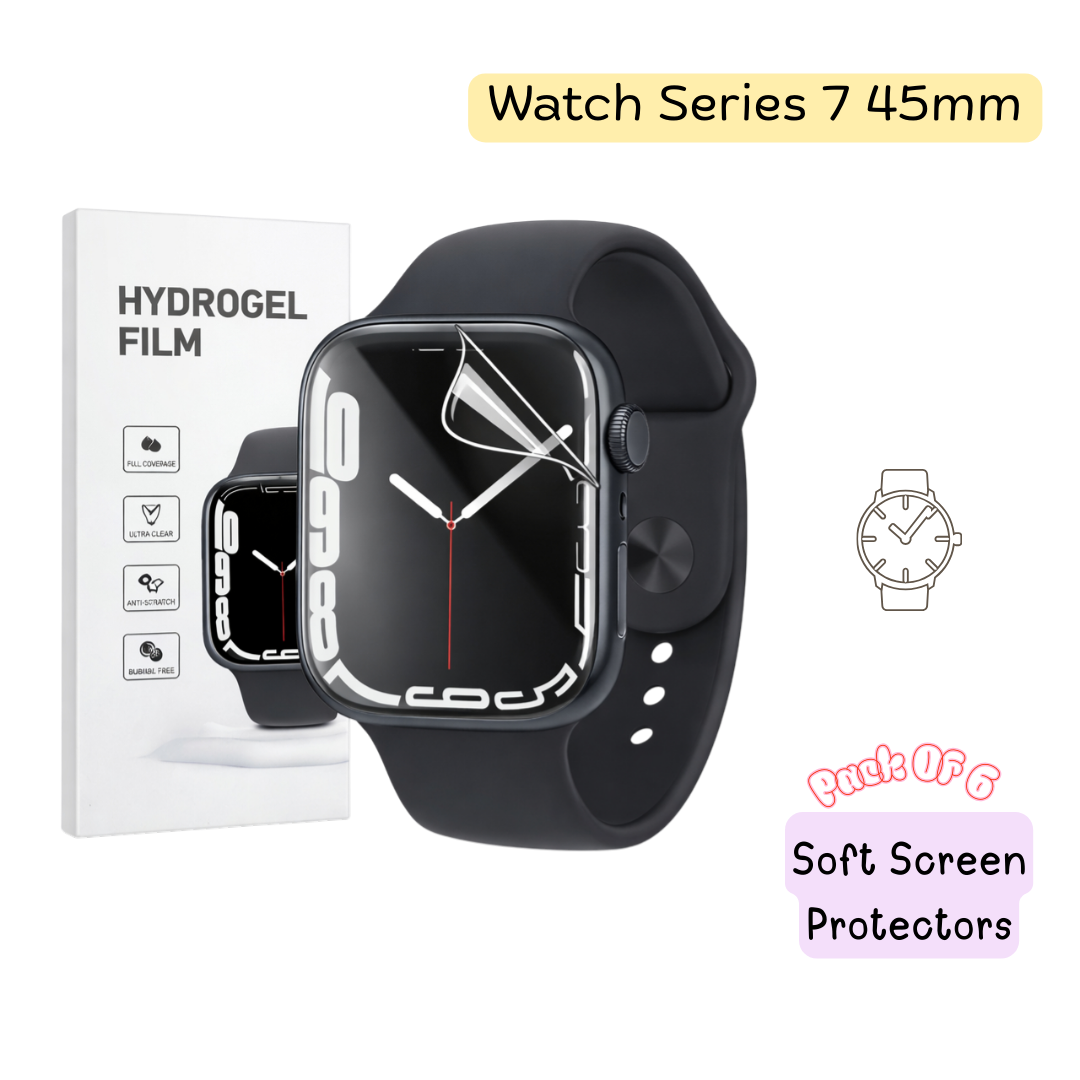 Apple Watch Series 7 45mm Hydrogel Screen Protector - Pack of 6