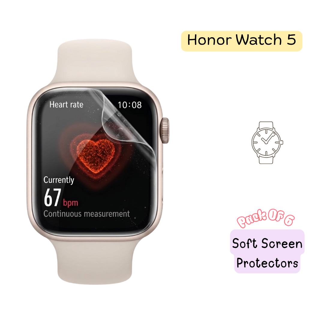 HONOR Watch 5 Hydrogel Screen Protector - Pack of 6