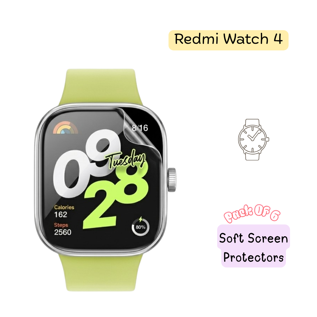 Redmi Watch 4 Hydrogel Screen Protector – Pack of 6
