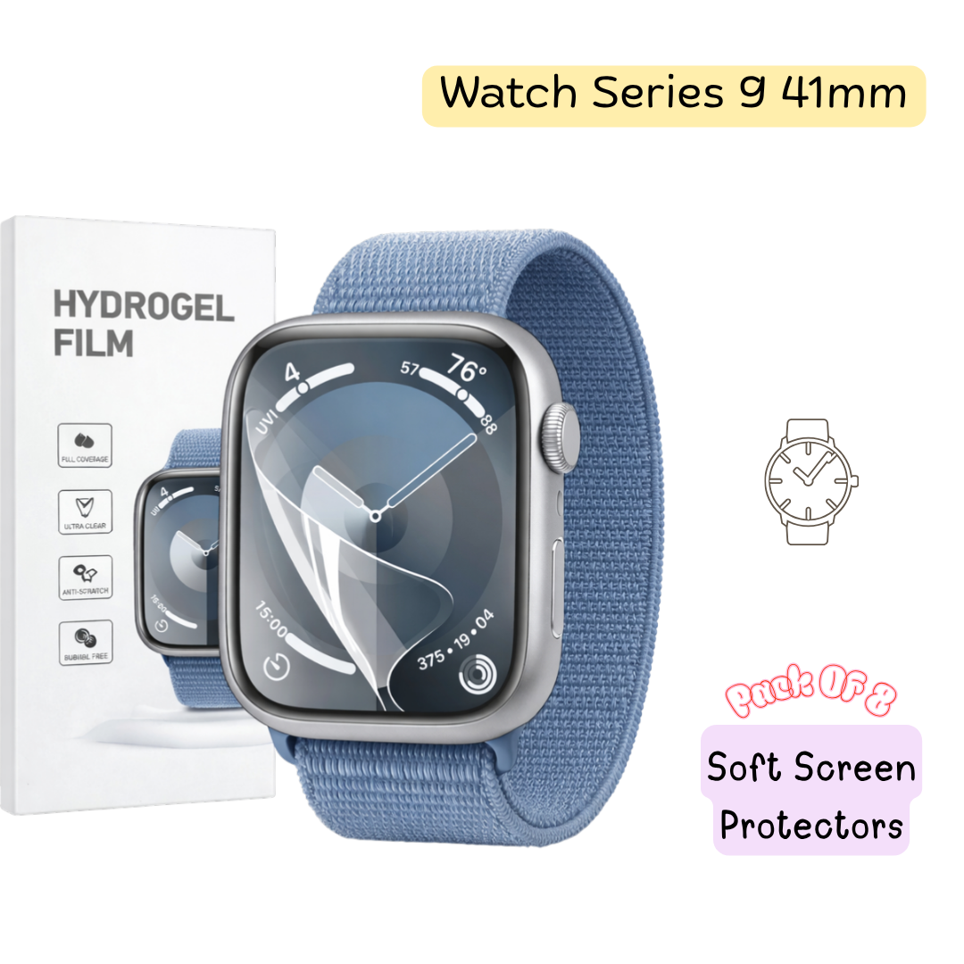 Apple Watch Series 9 41mm Hydrogel Screen Protector – Pack of 8