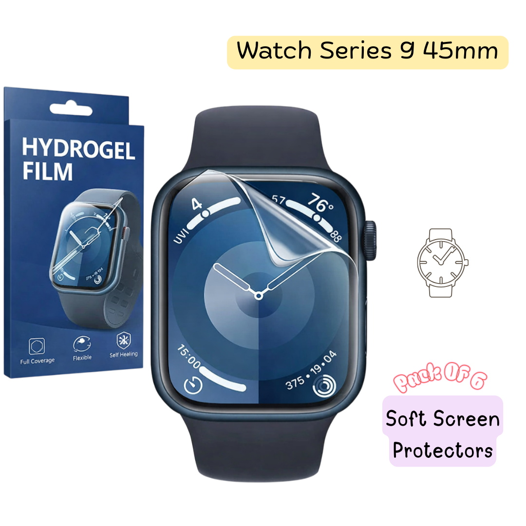 Apple Watch Series 9 45mm Hydrogel Screen Protector - Pack of 6